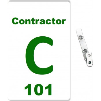 Custom Printed Numbered PVC Contractor Badges + Strap Clips - 50 pack